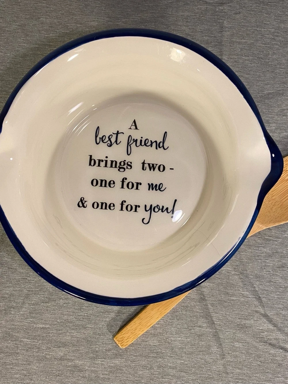 White Ceramic Dip Serving Bowl with Blue Rim